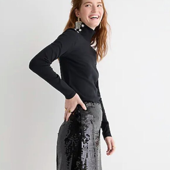 NEW NWT J. Crew Perfect-fit turtleneck with jewel buttons Color: Classic Pink - Picture 3 of 3